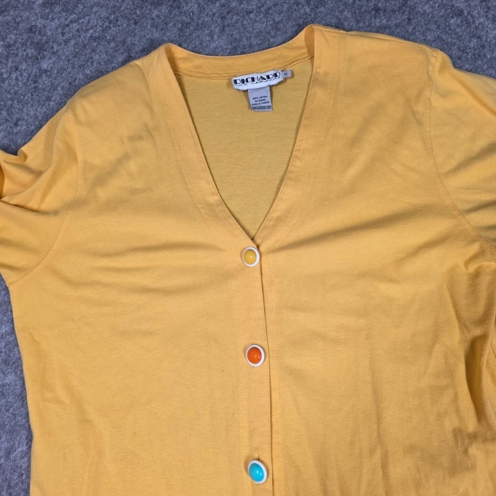 Vintage Richard & Company Cardigan Yellow Colorful Button Medium 90s Primary Art - Picture 3 of 10